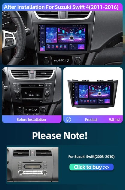 JUNDOF 9" CarPlay 2DIN Android Auto Car Radio Stereo For Suzuki Swift 2011 2012 2013 2014 2015 2016GPS Multimedia Video Player
