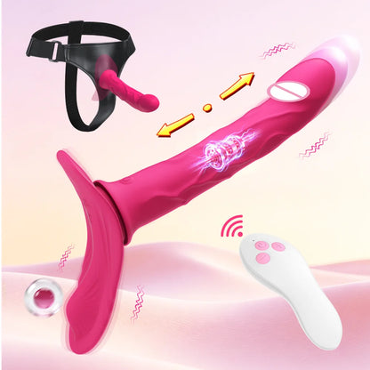 Thrusting Vibrator Remote Control Vibrating Silicone Strap On Dildo G Spot Wearable Pegging Panties Vibrators Sex Toy for Women