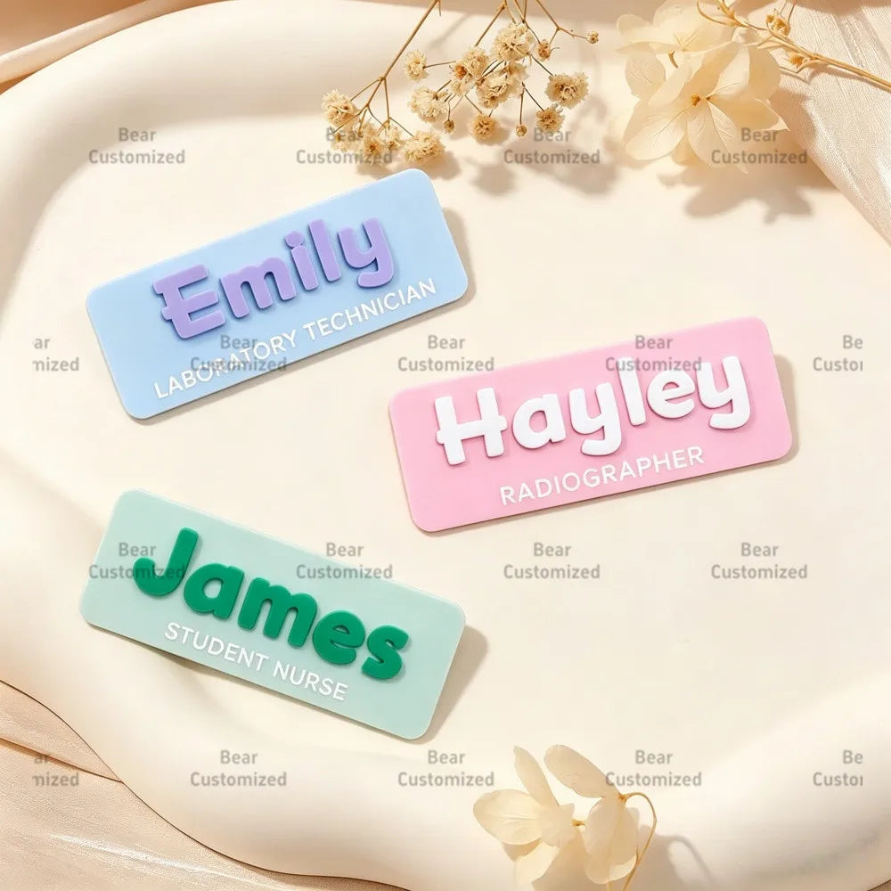 Custom  Acrylic Name Brooch ，Work Name Badge， Personalised Name Badge, Acrylic Name Badge, Gift for Nurse Present for Teacher