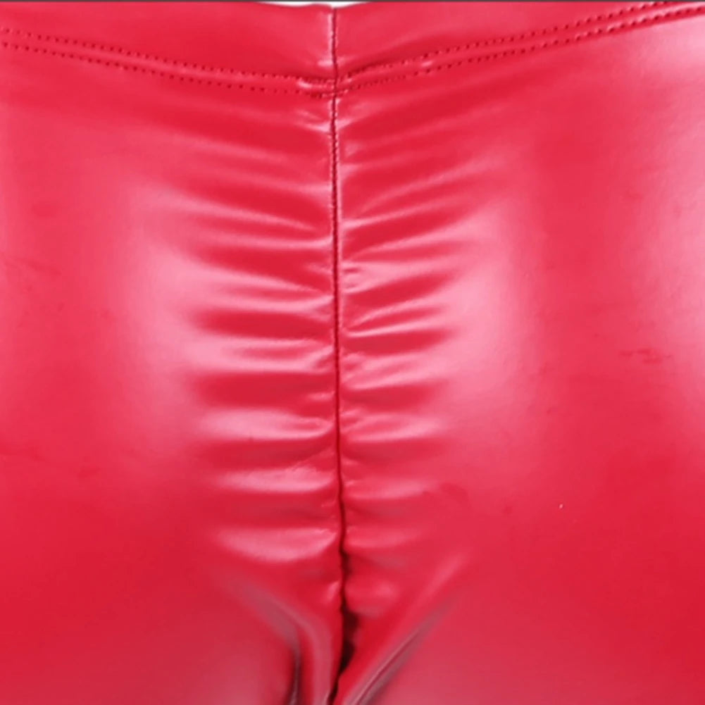 Underpants Men Swimming Briefs Faux Leather M-3XL Size Glossy Low Rise U Pouch Water Proof Swim Shorts Trunks
