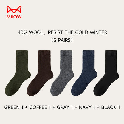 MiiOW Merino Wool Socks Thicken Thermal Winter Cushioned Heated Cold Resistant Cashmere Crew Sock Men Sheep Snow Warm Towel Sock