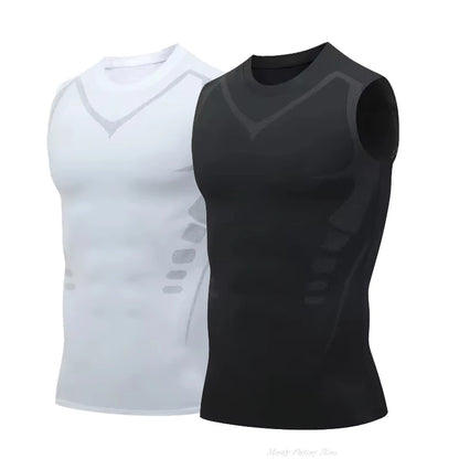 New Summer Fitness Compression Shirt For Men Shaping Sleeveless Therapy Vest Male Ice-Silk Compression Tank Tops Body Shapewear