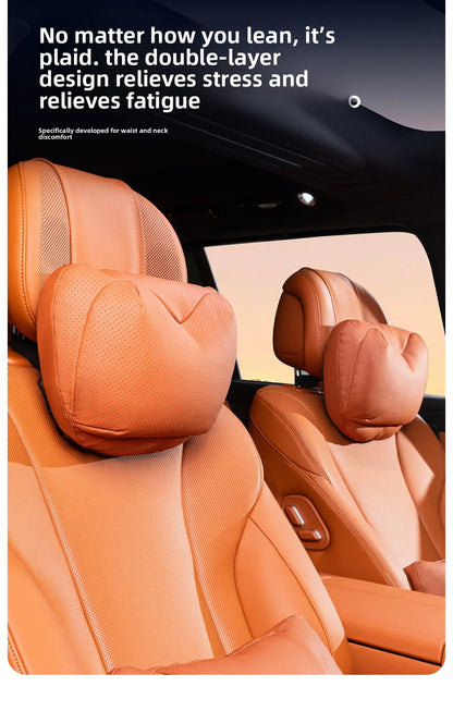 High Quality Universal Car Headrest Cushion Car Seat Neck Pillow High-grade Leather Breathable Lumbar Support Car Pillow