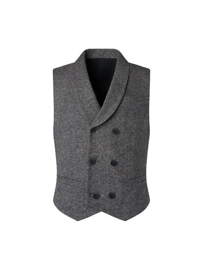 High Quality Men Stacked Wool Suit Vest Slim Retro Gentleman Dress