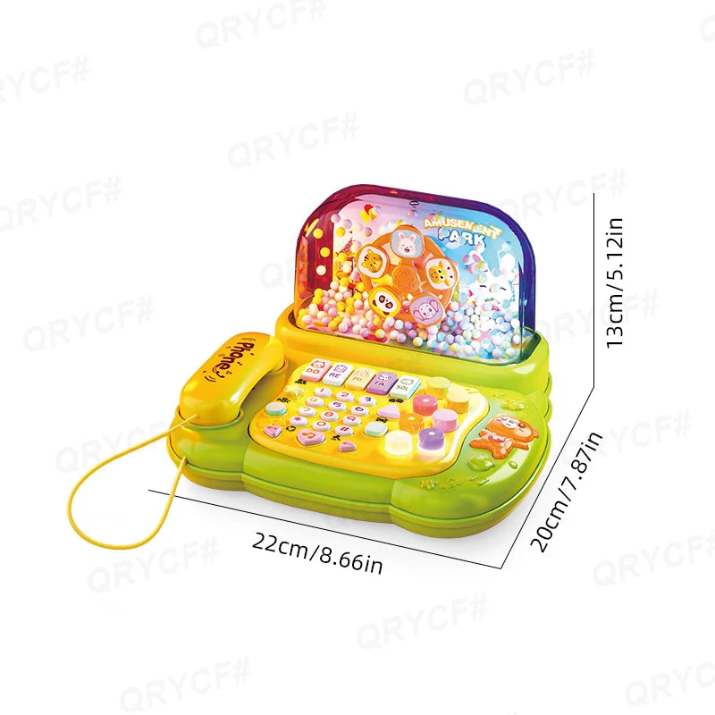 Kids Cartoon Simulation Telephone Toys Piano Keyboard Game Snowfiake Flashing Light Music Story Machine Baby Educational Toy