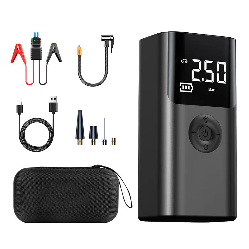 4IN1 Multifunction Jump Starter Power Bank 12000mAh Large Capacity Booster Jump Starter For car/Motorcycle With Air Compressor