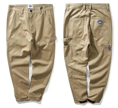 Slim Fit Workwear Trousers Casual Cotton Long Pants Men's Fashionable Youthful Style Embroidered Design Comfortable Leisure T...