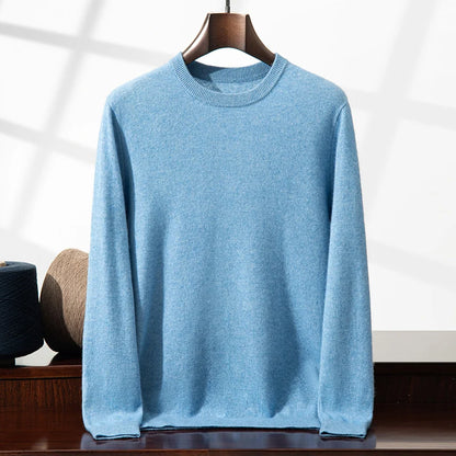 100% Cashmere Men's Pullover Business Casual Solid Knitted Sweater Loose Pull Round Neck Collar Tops Basic Versatile Jumper