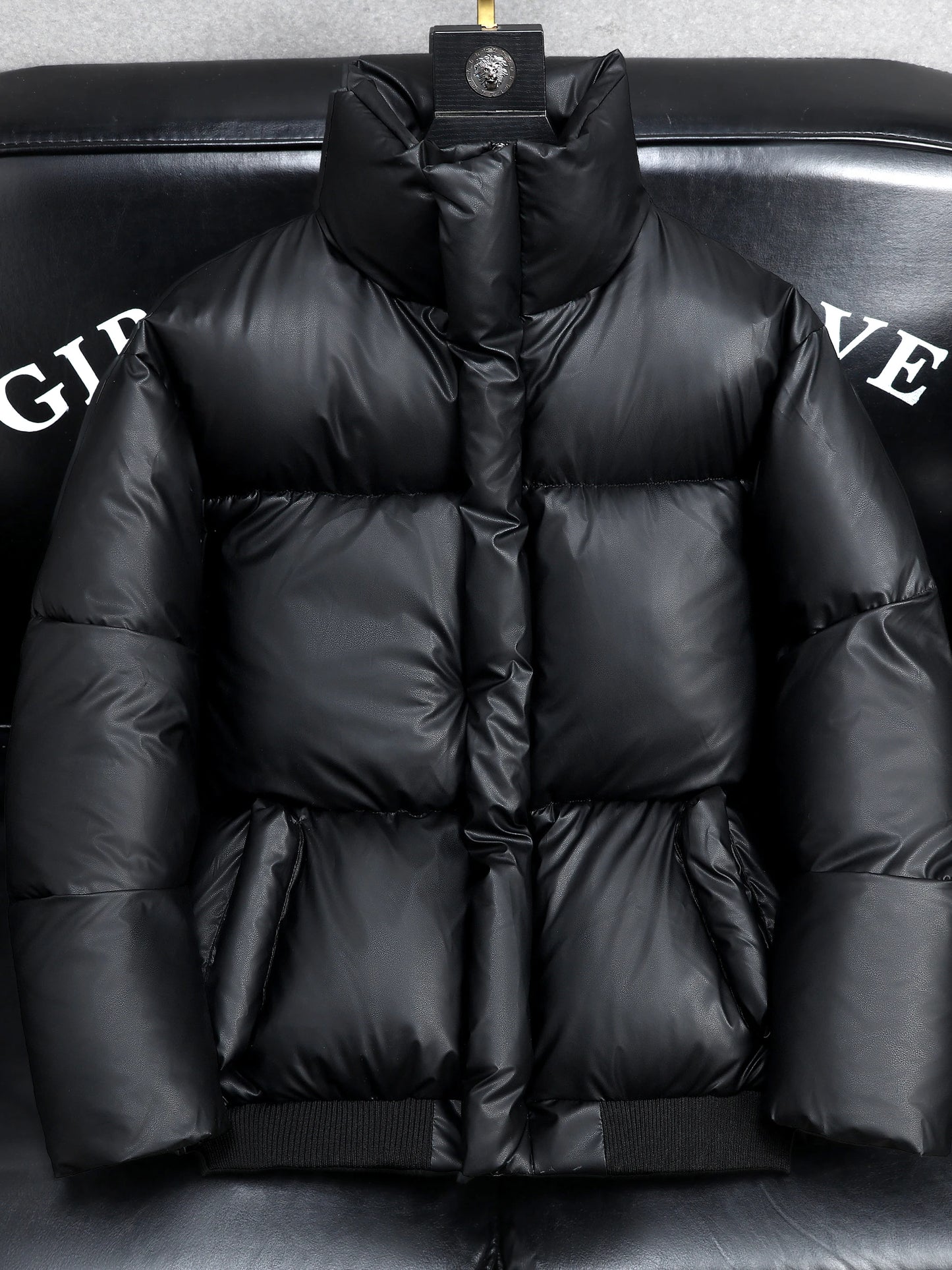 2025 Winter Men's Thickened down Cotton Jacket Warmth Frostproof PU Leather Durable Fashionable Urban Style Long Sleeve Coat
