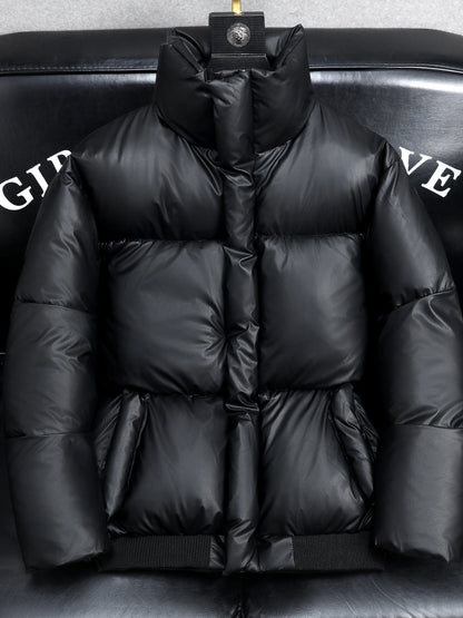 2025 Winter Men's Thickened down Cotton Jacket Warmth Frostproof PU Leather Durable Fashionable Urban Style Long Sleeve Coat