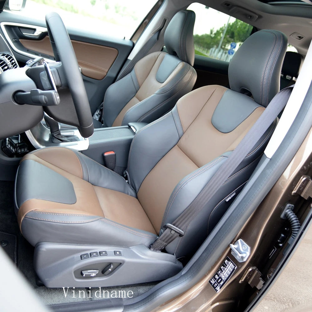 For Volvo XC60 I 2013 2014 2015 2016 2017 Vegan Nappa Leather Custom Car Seat Covers Full Set Interior Protector Accessories