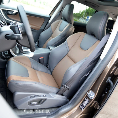 For Volvo XC60 I 2013 2014 2015 2016 2017 Vegan Nappa Leather Custom Car Seat Covers Full Set Interior Protector Accessories