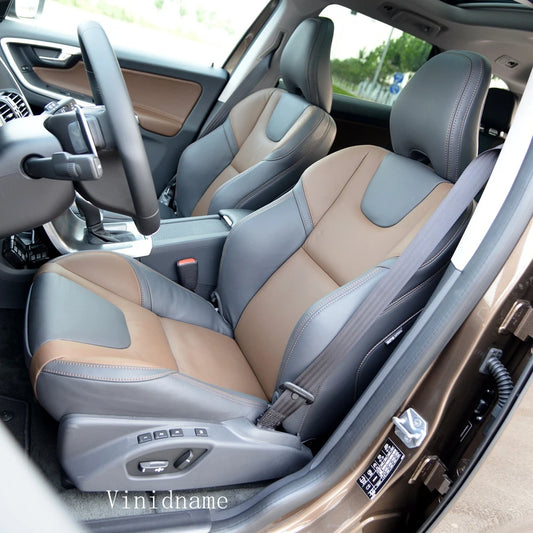 For Volvo XC60 I 2013 2014 2015 2016 2017 Vegan Nappa Leather Custom Car Seat Covers Full Set Interior Protector Accessories