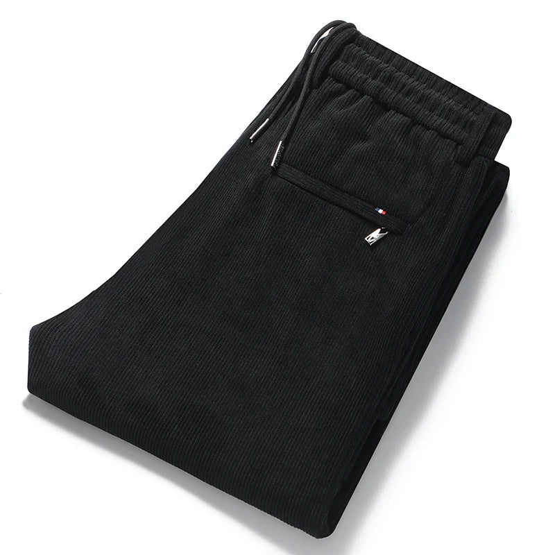New Men's Winter Thicken Warm Classic Straight Business Fleece Thermal Trousers Brand Clothes Corduroy Plush Velvet Casual Pants