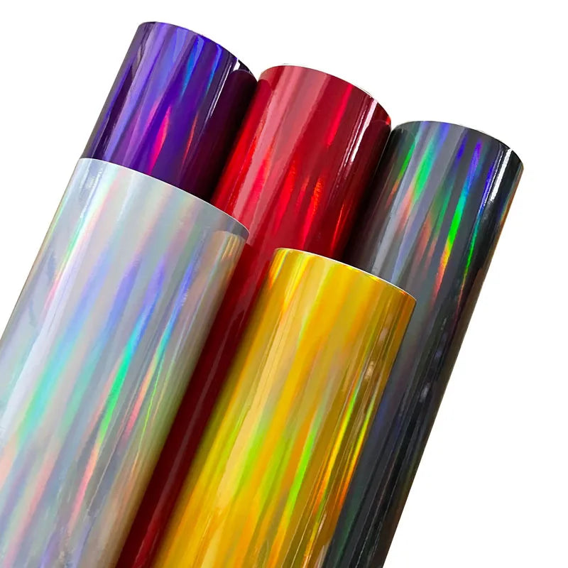 Gloss Holographic Chrome Vinyl Wrap Rainbow Finish Roll DIY Air-Release Adhesive Car Decal Wrapping