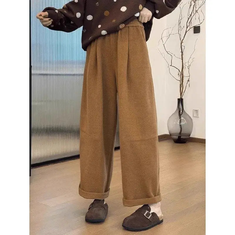 High Waist Wide Leg Pants Women's Thickened Loose Drapey Autumn Winter Large Size Banana Sweatpants Casual Straight Cut