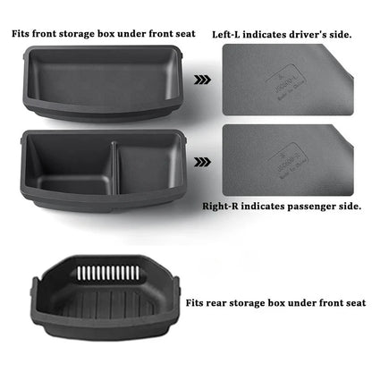 Under Seat Storage Box For Tesla Model YL 2025-2026 TPE Drawer Front Under Seat Organizer Trash Can Car Interior Accessories ﻿