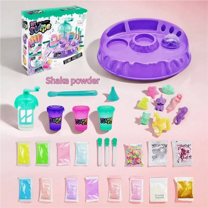 IY Crystal Slime Shaker Cup Set Magical Slime Shaker Powder Fluffy Slime Kit Handmade Educational Stress Relief Toy Princess Sty