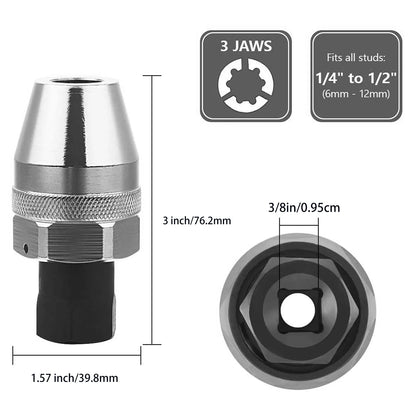 3/8" Drive Stud Extractor Socket Alloy Steel Broken Bolt Remover for 1/4"-1/2" Rounded Stripped Nuts Studs