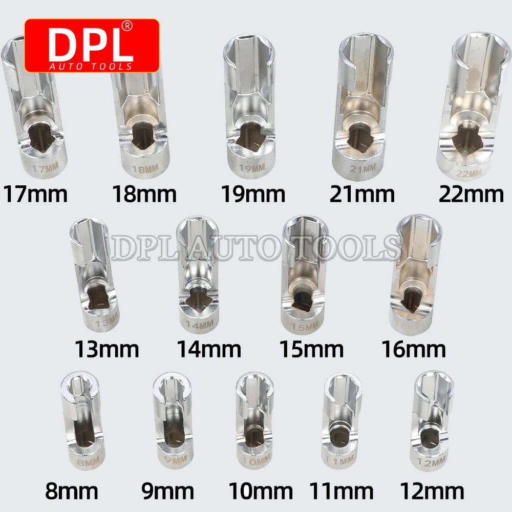 14Pcs/set 8mm To 22mm 3/8" 1/2" Fuel Line Socket Wrench Union Nut Socket Open Oil Pipe Removal Sleeve Car Repairing Tools