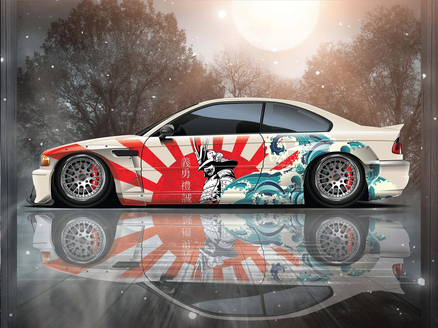 Samurai Car Wrap, Japanese Vehicle Livery, Cast Vinyl Wrap, Universal Size Samurai Anime Car Sticker Car Decoration