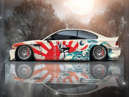Samurai Car Wrap, Japanese Vehicle Livery, Cast Vinyl Wrap, Universal Size Samurai Anime Car Sticker Car Decoration