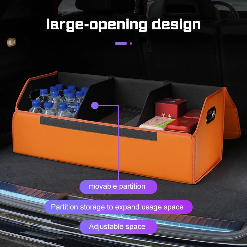 Portable Car Trunk Organizer Box Large Capacity Leather Foldable Storage Box Multifunctional Auto Organizer Bag Car Accessories
