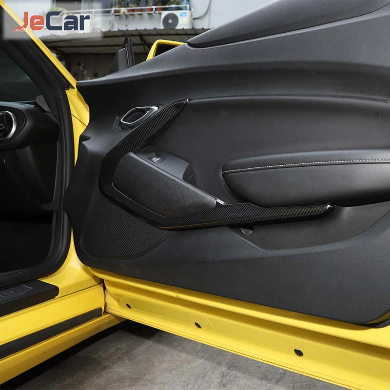 JeCar Carbon Fiber Car Interior Door Strips Decor Protect Cover Trim Stickers ABS For Chevy Camaro 2016 UP Inner Accessories