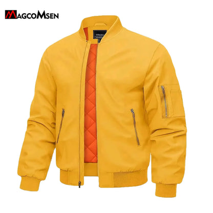 MAGCOMSEN Bomber Jacket Men Warm Zip Up Winter Padded Coat Casual Baseball Jackets Pilot Windbreaker Varsity Jackets