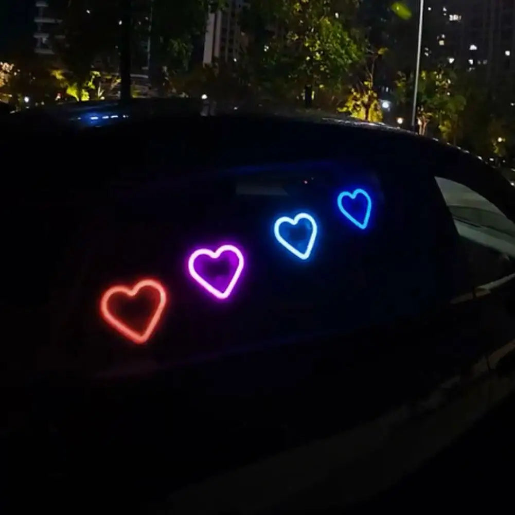 Car Triangle Window Heart Light Solar Triangle Window Heart-shaped Light Emitting Heart-shaped Atmosphere Light Car Parts