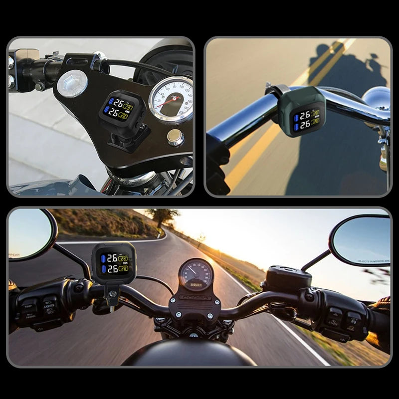 Wireless Motorcycle TPMS Tire Pressure Monitoring System Motor Tyre  LCD Display With Internal or External TH/WI Sensors
