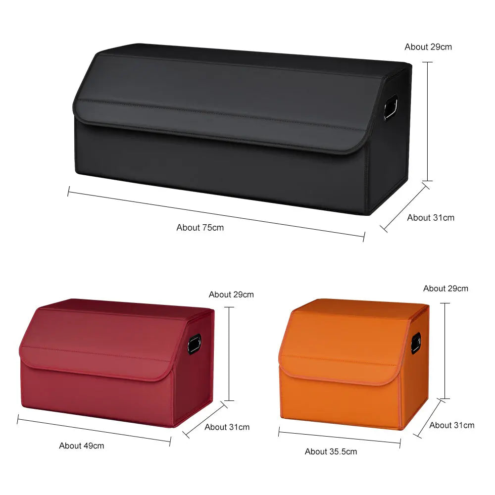 Portable Car Trunk Organizer Box Large Capacity Leather Foldable Storage Box Multifunctional Auto Organizer Bag Car Accessories