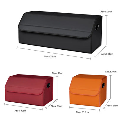 Portable Car Trunk Organizer Box Large Capacity Leather Foldable Storage Box Multifunctional Auto Organizer Bag Car Accessories