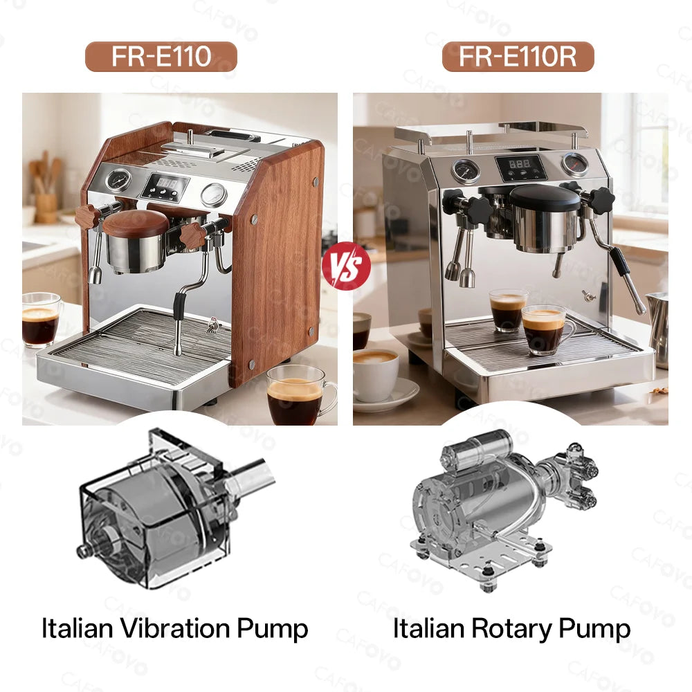 CAFOVO E110 9Bar Commercial Espresso Machine Dual Boiler Rotary Pump PID Control for Café Built-in flow Meter 220V 110V