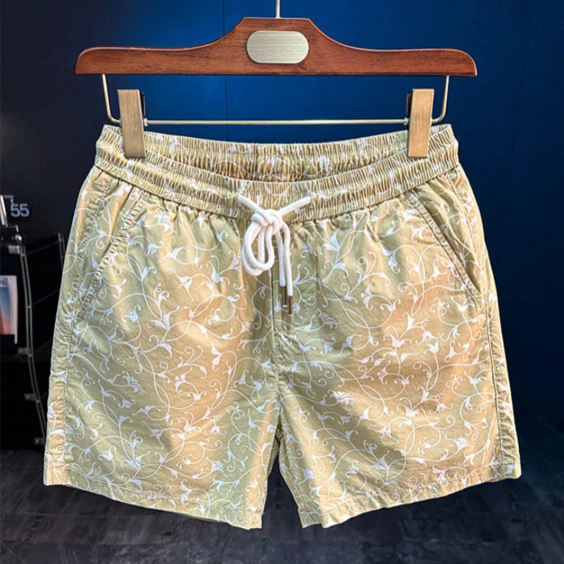 MWJLPWQ 2026 Summer New Cotton Camouflage Casual Shorts For Men Full Printed Drawstring Versatile New Trendy Beach Pants 16355