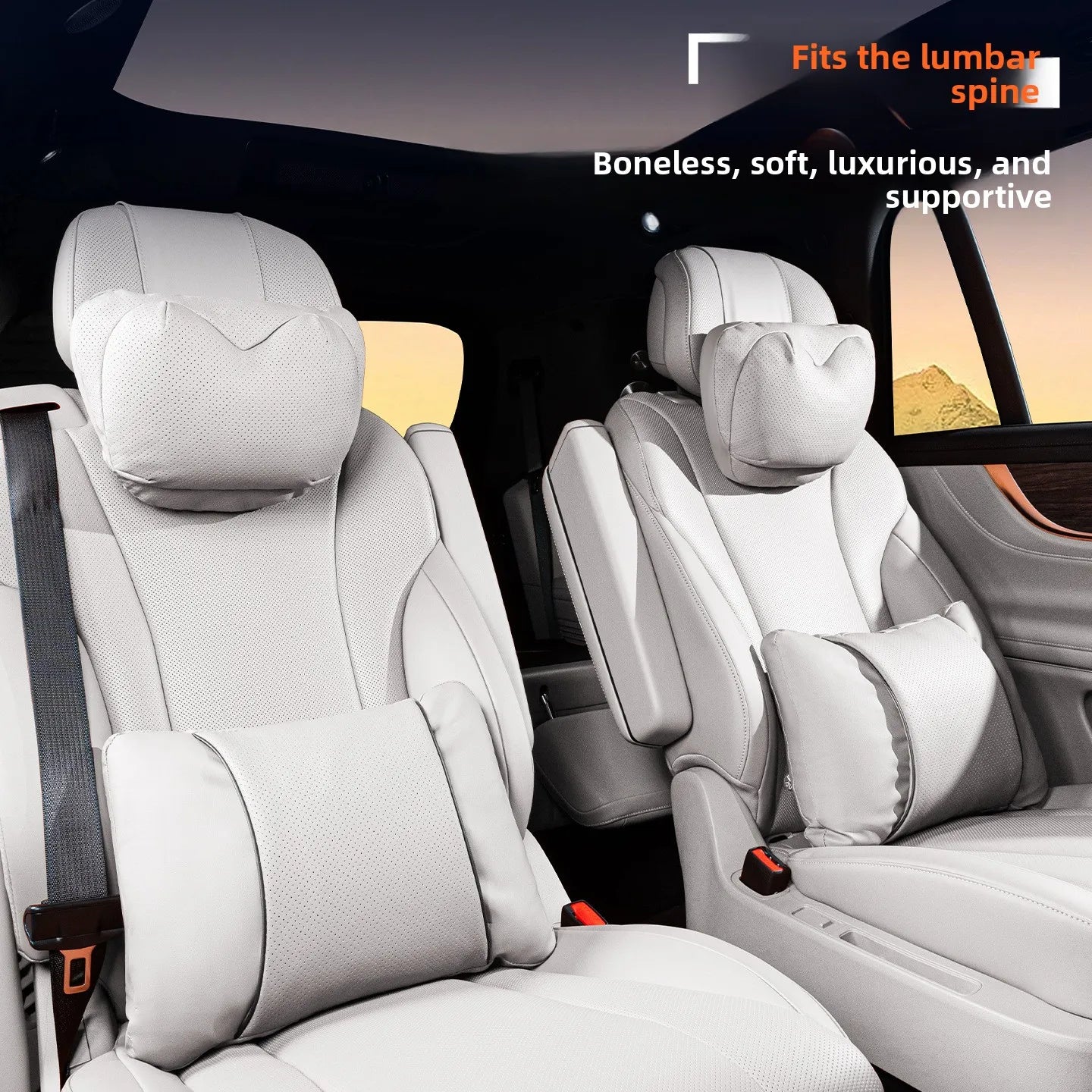 High Quality Universal Car Headrest Cushion Car Seat Neck Pillow High-grade Leather Breathable Lumbar Support Car Pillow