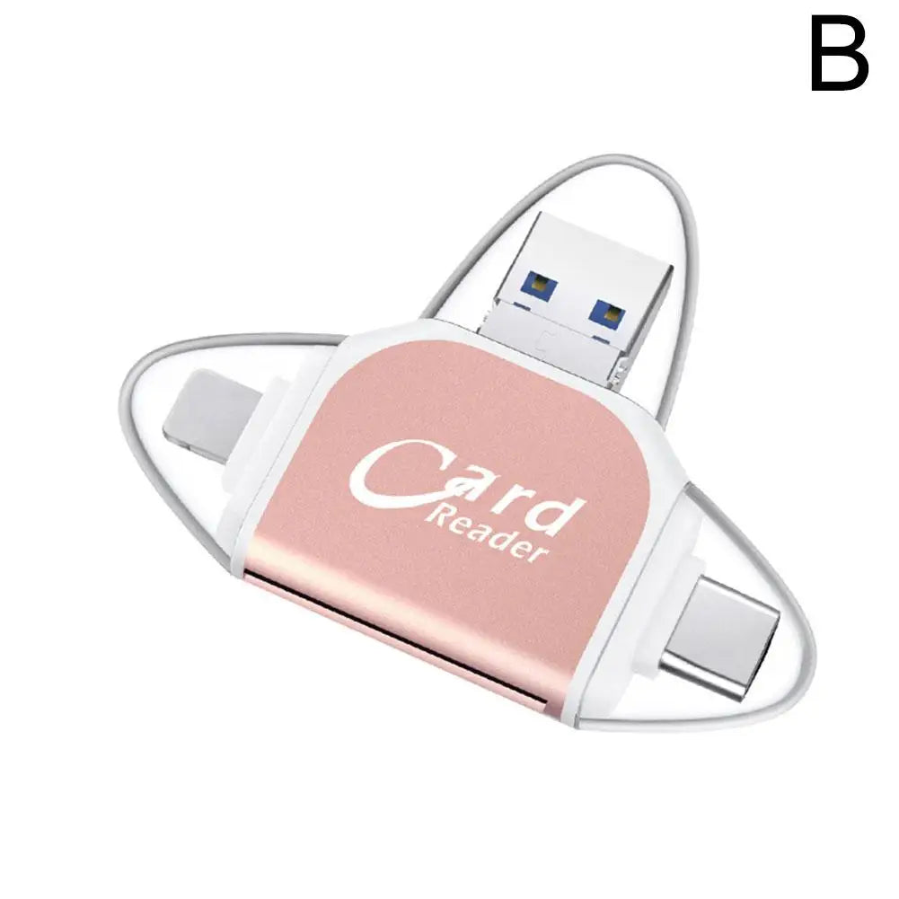 Multi-Port 4 In 1 Universal SD TF Card Reader USB Type C Hub Adapter To View Camera Photos For iPhone Pro