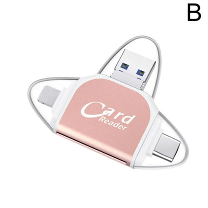 Multi-Port 4 In 1 Universal SD TF Card Reader USB Type C Hub Adapter To View Camera Photos For iPhone Pro