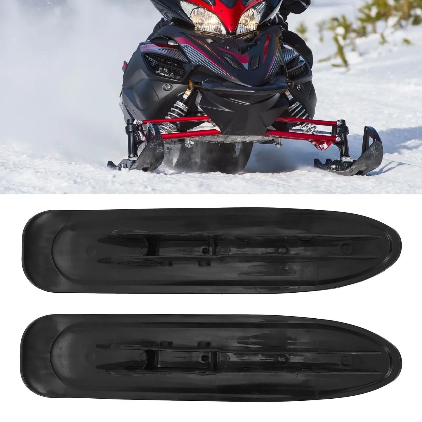 Pair Of Snowmobile Front Ski Sled Nylon Fast Sliding Tires To Skis Conversion Kit For Snowmobile ATV Go Kart