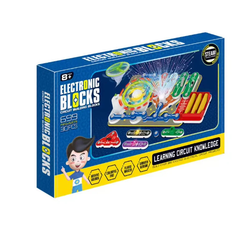 Puzzle New Circuit Electronic Building Blocks Scientific Experiment Education Children Assemble Toys Electronic Exploration 8+