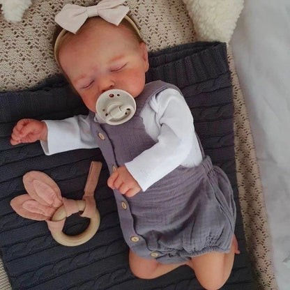 46CM Already Finished Reborn Rosalie Sleeping Doll Newborn Hand-rooted Hair 3D Painted Skin Tone Visible Veins Christmas Gift
