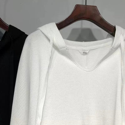 plus Size Women's Long Sleeve T-Shirt Loose Fit Belly Covering Spring Autumn Korean Style Hooded Asymmetrical Hemline Slimmin...