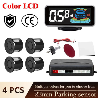 LCD Parking Sensor System Backlight Human Voice Alarm Display 4 Probes 12 Colors Backup Detector Parking Assistance Kit