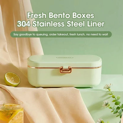 Portable 220V 36W 900ml Electric Lunch Box Water Free Heating Stainless Steel Food Warmer Thermal Box For Office School