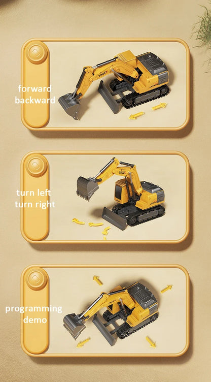 Alloy Remote Control Excavator Toy Car with Lights Sound Effect Electric Excavator Automobile Engineering Vehicle Children Gifts