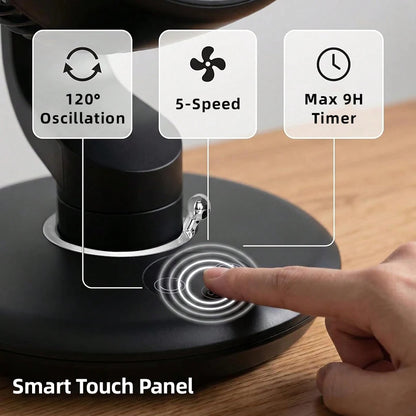 7800 MAh USB Suction Cup Fan Silent 120°Shaking Head Fan Household Circulating Fan Kitchen And Bathroom Non Perforated Hang Wall