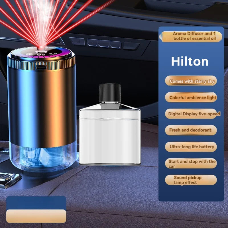 Smart Car Air Freshener & Perfume Diffuser - Rechargeable 5-Level Adjustable Starlight LED Car Gadgets