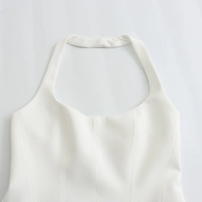 BSAY Women Fashion Summer White Halter Backless O-neck Comfortable Sling Crop Top Chic Female Sexy Streetwear Vest Mujer