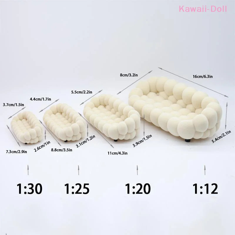 [DO]Dollhouse Living Room Furniture Decoration Dollhouse Simulation Cloud Sofa Model Dolls House Micro Scene Pretend Play Toys