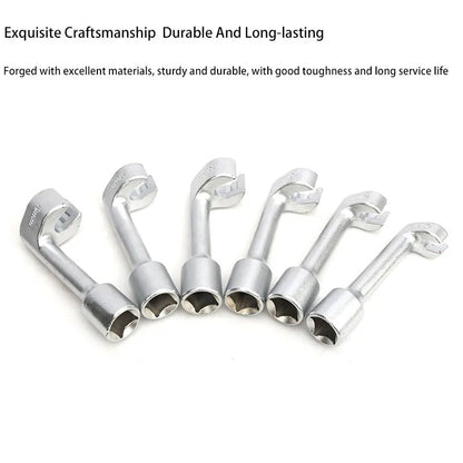 6Pcs/Set Socket Wrench L-shaped Open Hexagonal Slotted Fuel Line Remover Automotive Diesel Fuel Injection Pipe Repair Tool